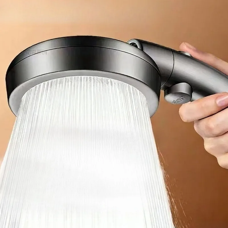 Gray Round Handheld Shower With Angle Adjustable Elbow Silver ABS Shower Head Bathroom Shower Fixture For Daily Bathing