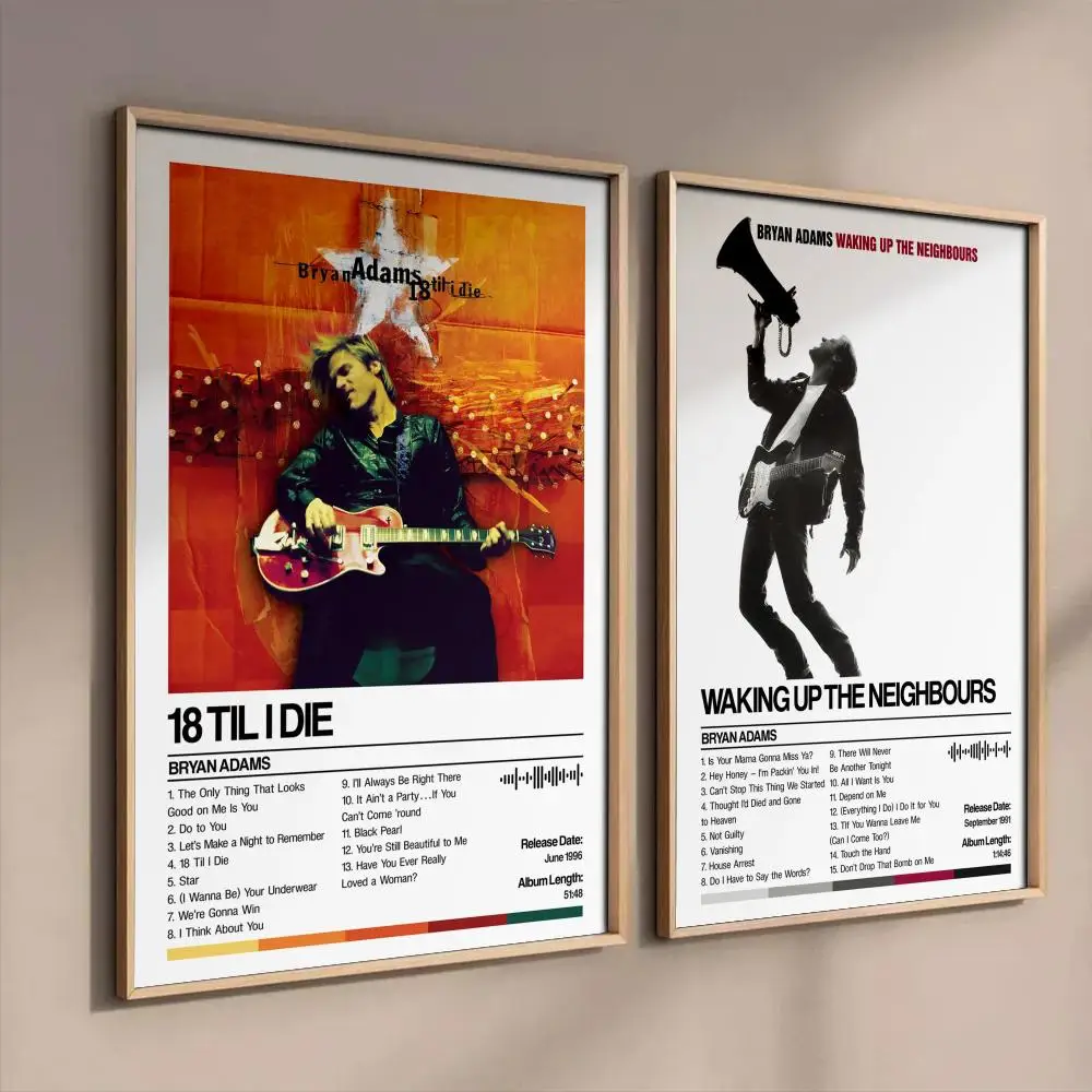 

B-Bryan A-Adams Album Poster Stickers HD Painting Self-Adhesive Art for Bedroom Living Room Home Decor Modern Wall Decals Gift
