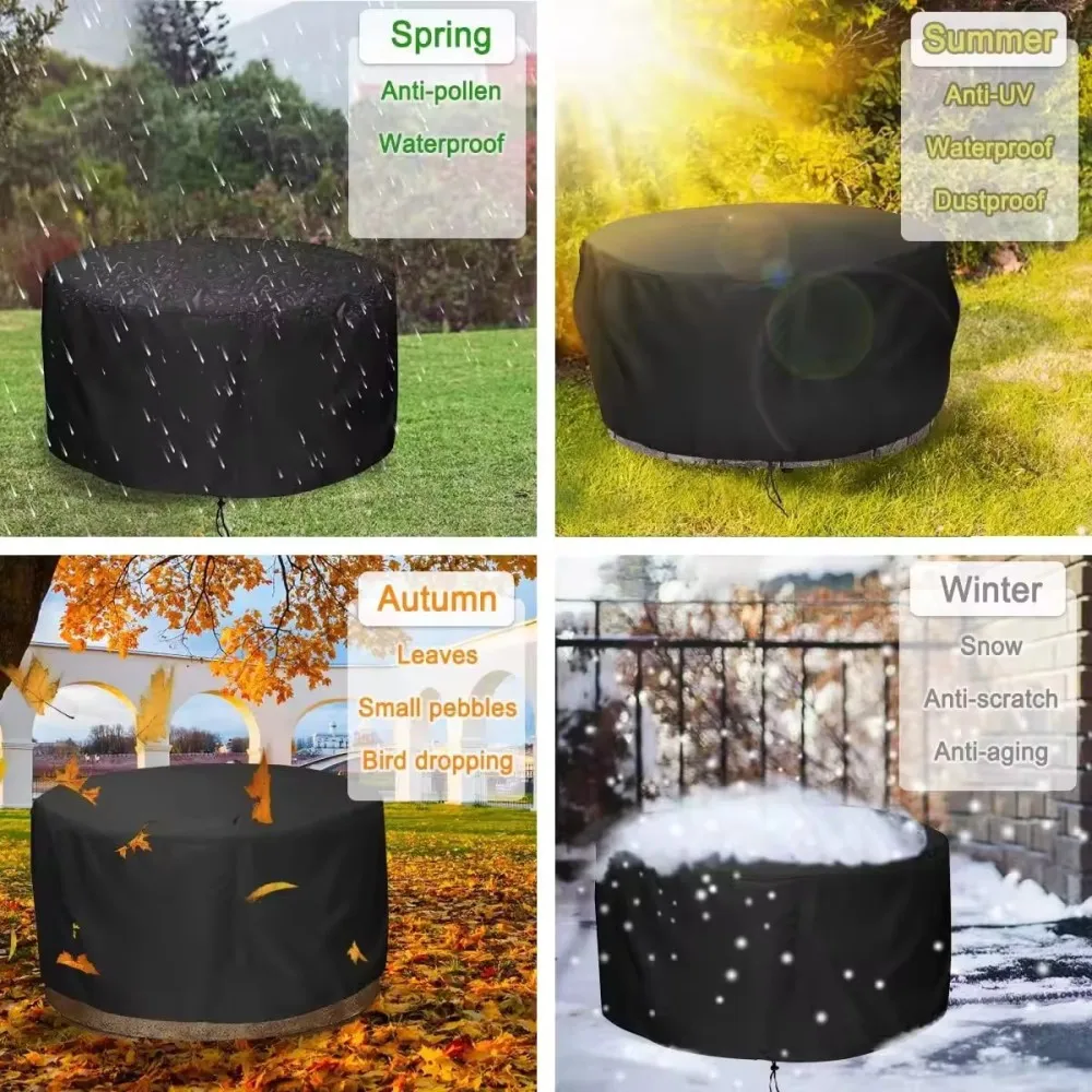 Outdoor Durable Round BBQ Grill Cover Waterproof Dust Protection Shield For Backyard Patio Cooking Stove Accessories