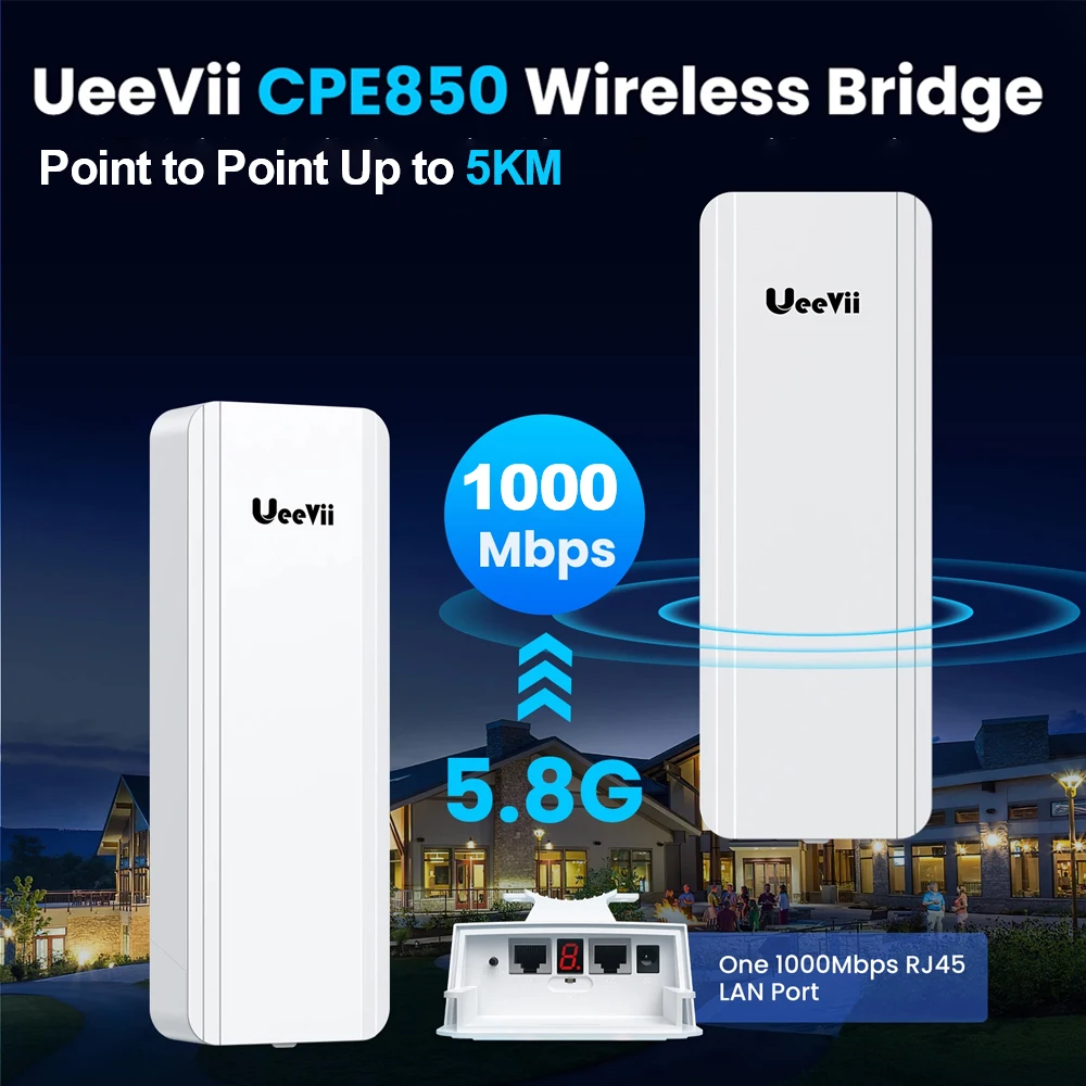 

UeeVii CPE850 Wifi Router 750Mbps Wireless Bridge 5KM Long Range 5.8G Wifi Repeater Extender Wi-Fi Signal Amplifier Access Point