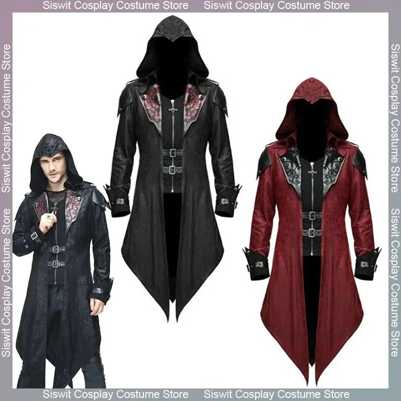 

Game Assassins Creed Cosplay Costume Medieval Assassin Uniform Edward Streetwear Hooded Jacket Full Set Carnival Party Dress Up