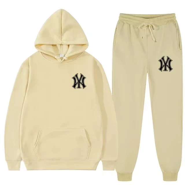 Conjunto de 2 Piezas de Chándal con Capucha de Forro Polar Estampado 2025 para Mujer, Conjunto Casual Urbano a Juego