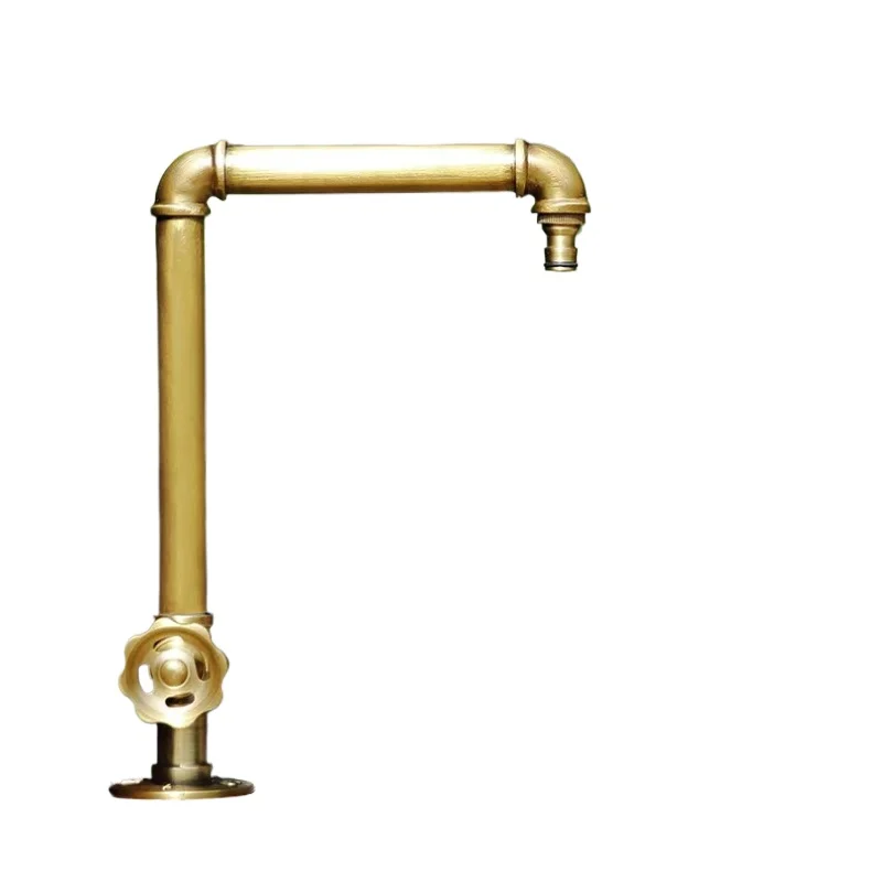 Single Cooling Faucet Outdoor Courtyard Vintage Brass Faucets Freezing-Resistant Sink Basin Laundry Pool Outdoor Tap