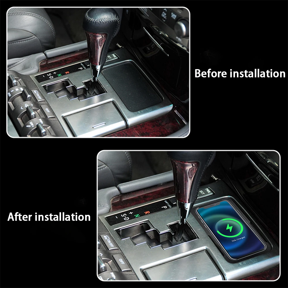 Wireless Mobile Phone Charger Center Console Storage Qi 18W iPhone Fast Charge for Lexus LX 570 LX570 J200 2007–2015