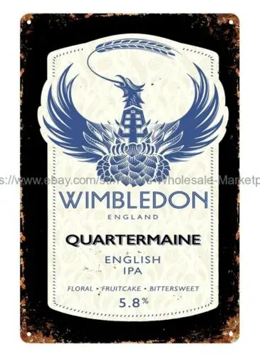 Wimbledon Brewery metal tin sign dorm room wall decor