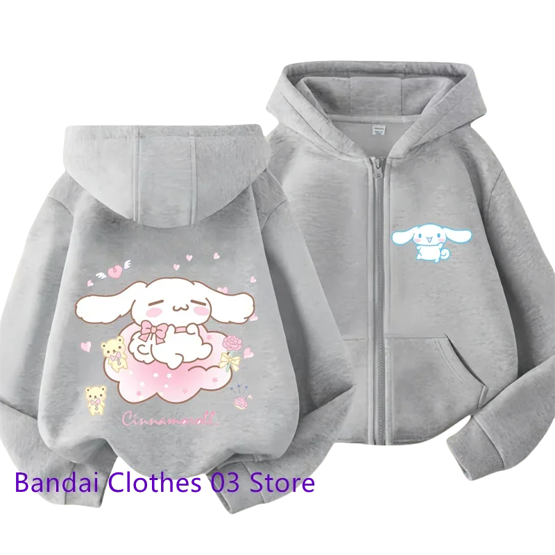 Hot Sanrio Zipper felpa con cappuccio da 2 a 12 anni felpa per ragazze autunno e inverno manica lunga Harajuku Jumper Series cucito felpa con