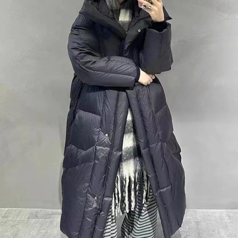 Long Down Jacket for Women, Fluffy and Comfortable Coat, Windproof Warm Parka, Casual Fashion, Fall and Winter, 2024