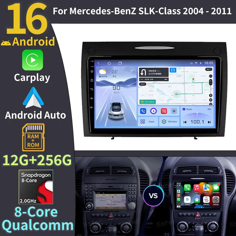 Android 16 Carplay Car Radio For Mercedes Benz SLK class R171 SLK200 SLK280 SLK300 2000 - 2011 Navigation GPS Multimedia Player