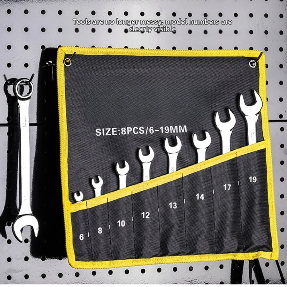 Double-ended Wrench Set 6-32mm Chrome Vanadium Steel Spanner Open-end/box-end Wrenches With Storage Bag For Nuts And Bolts