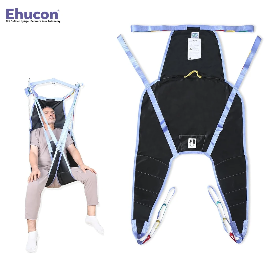 

Ehucon Divided Leg Patient Lift Sling with Head Support Padded for Transfer Patient Transfer Sling for Elderly SWL 500L