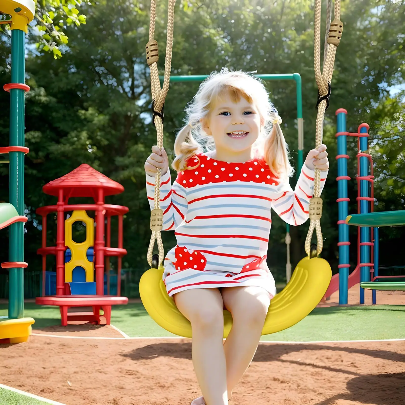 Kid Swing Outdoor Swings For Kids Adjustable Rope Hammock Seat Non-slip Trapeze For Patio Daycare Backyard Beach Courtyard Porch