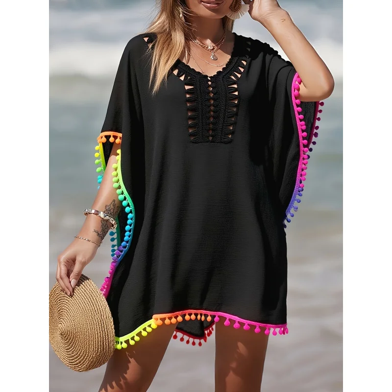 MOXDO Beach Cover-Up, Plus Size V-Neck Loose Fit for Spring and Fall, Perfect for the Beach, Pool, and Seaside