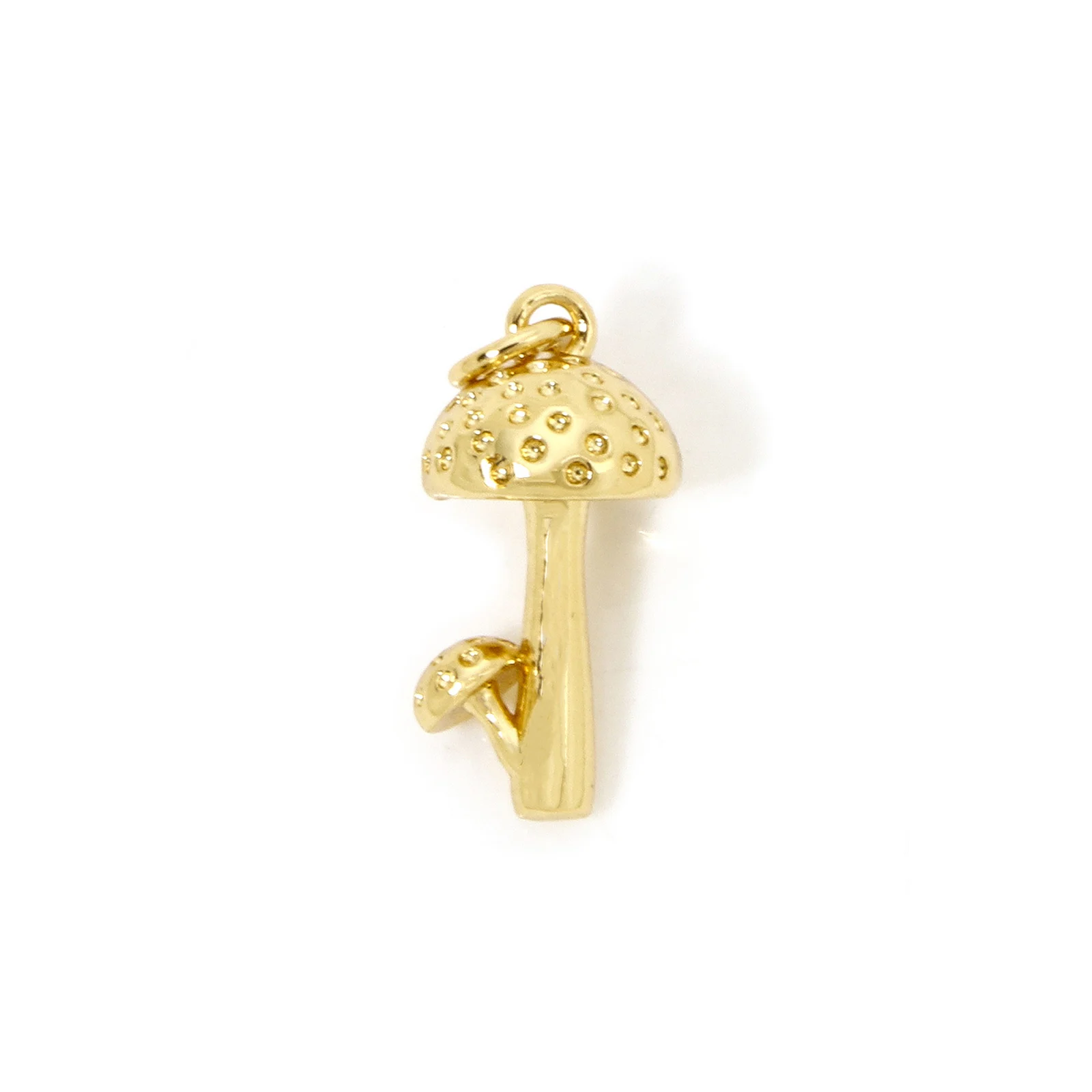 1pc New Cute Brass Charms Gold Color Mushroom 3D Pendant DIY Necklace For Women Men Party jewelry Findings Gift 23mm x 9.5mm