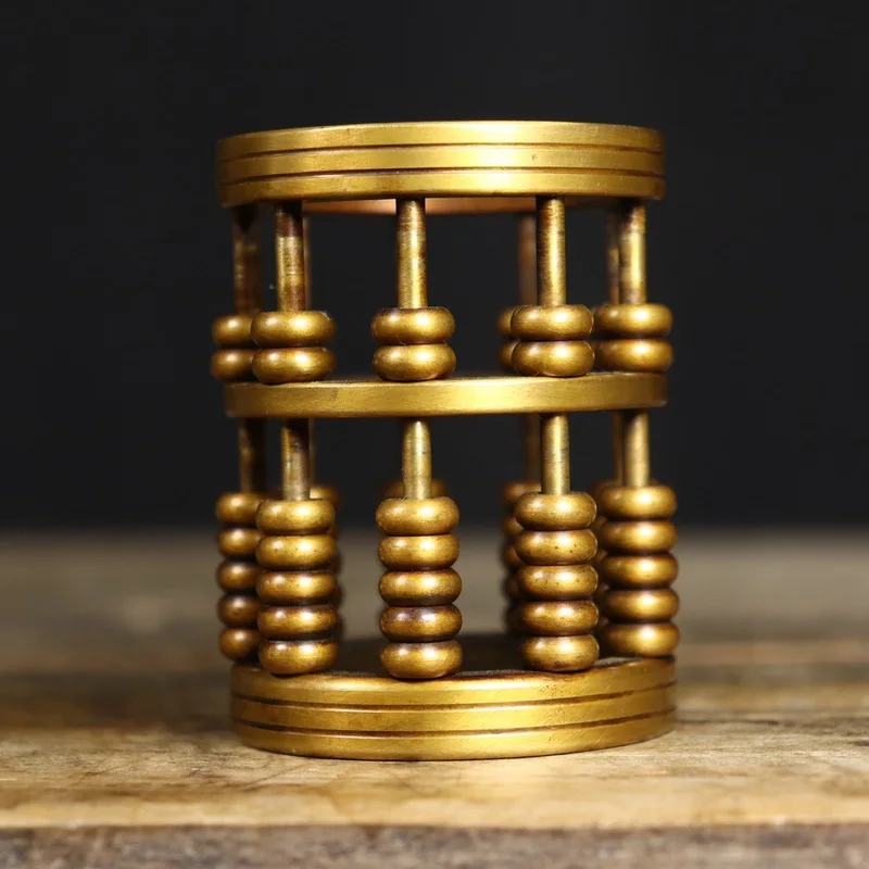Brass Ruyi Abacus - 5-Bead 13-Row Old-Style Housewarming Monday Ringing Gold 0kg Ornament