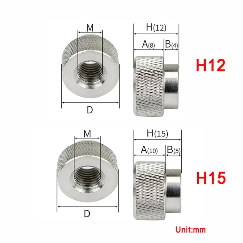 1Pcs Through Hole Nut M5 M6 M8 M10อลูมิเนียม Knurled Thumb Nuts บาง/สูงประเภท Hand Grip ลูกบิด Step Nut