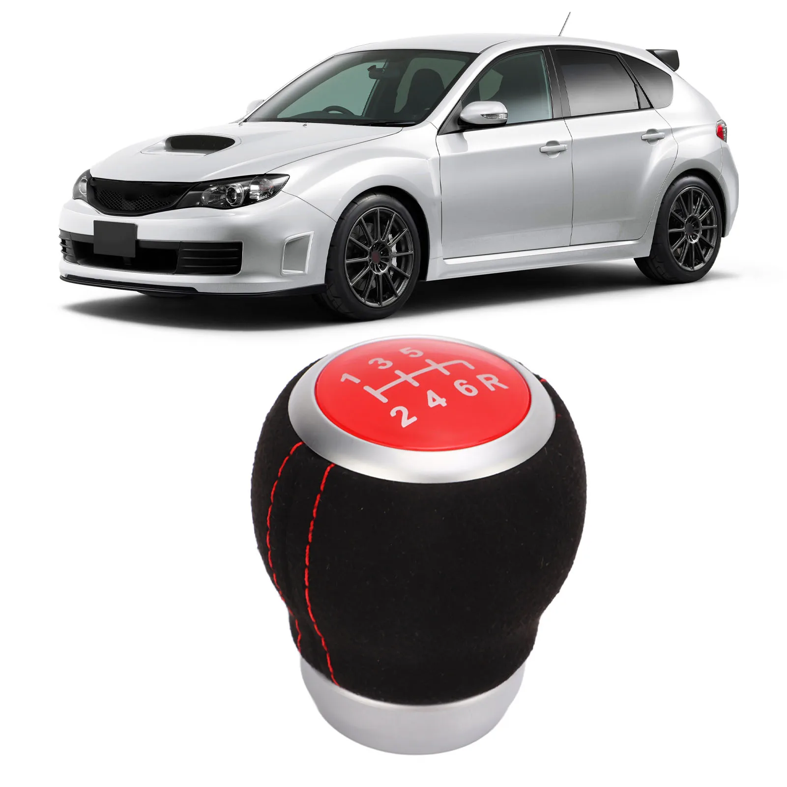 6단 변속기 손잡이 자동차 6단 기어 변속기 헤드 실버 인체공학적 내마모성 교체품