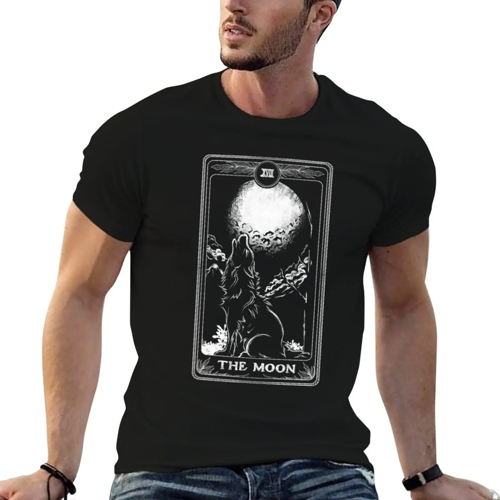 

Wolf The Moon Tarrot T-Shirt man t shirt heavy cotton t shirts for man pack cotton anime t shirts oversize T-shirt