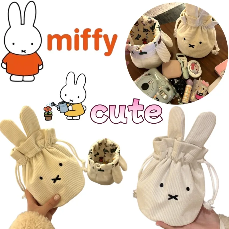 

Новая креативная сумка-органайзер Miffy: милая мультяшная косметичка, стильная портативная сумка-клатч на шнурке для студентов, большая вместимость
