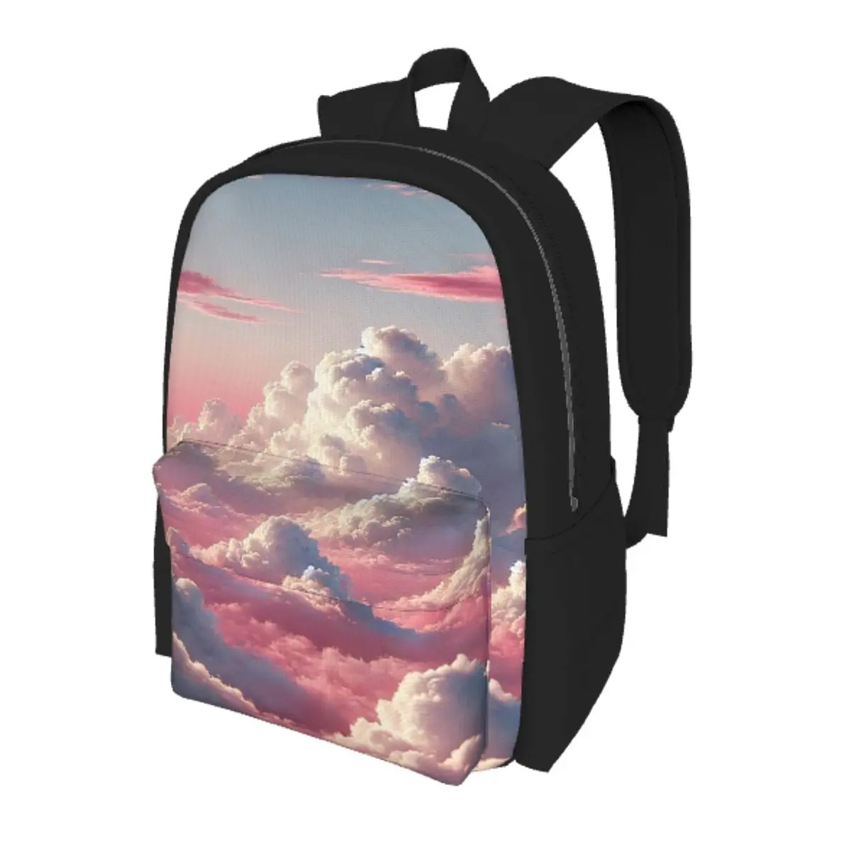 Pink Clouds Sky Large Sunset Glow Student Backpack School Bag Hiking Travel Daypack for Boys Girls Bookbag Shoulder Bags