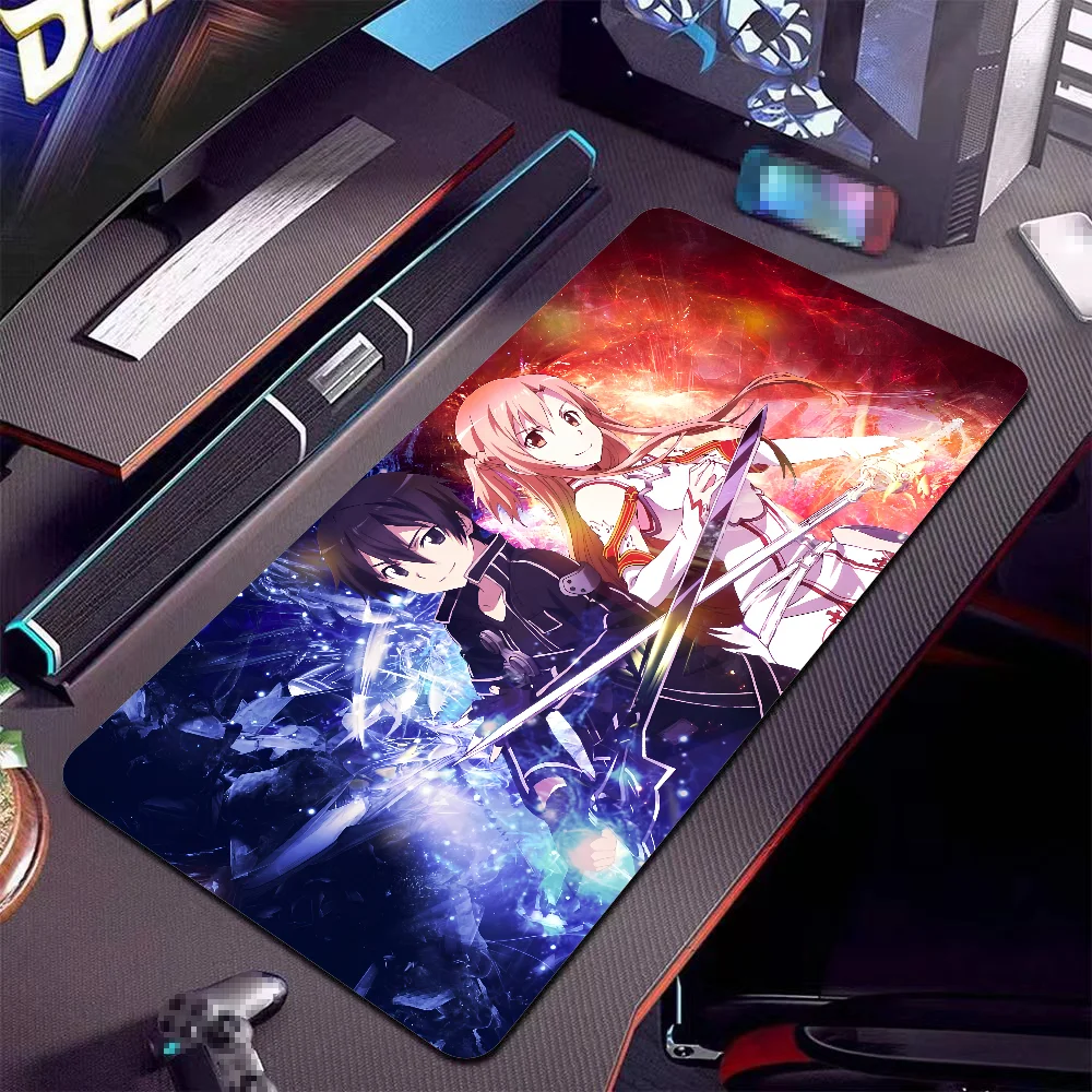 Anime S-Sword Art O-Online Mousepad Large Anti-Slip Mouse Pad Stitched Edges Mat Durable Desk Laptop Gaming​ Keyboard Pad XXL