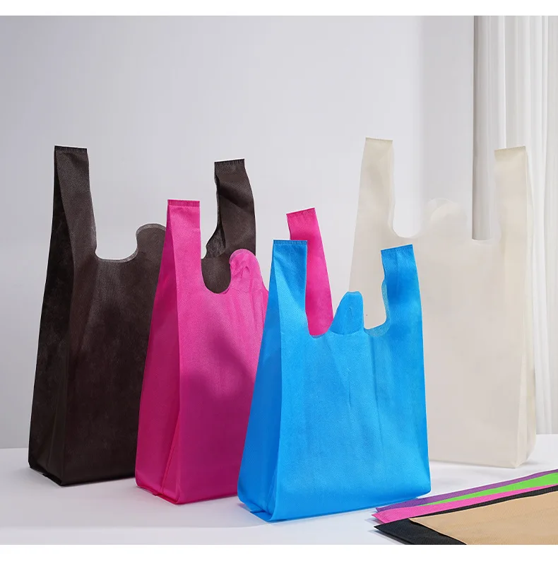 

50/100pcs custom logo flat non-woven bags personalized gift bags Suitable for small business, boutique, retail store, trade show