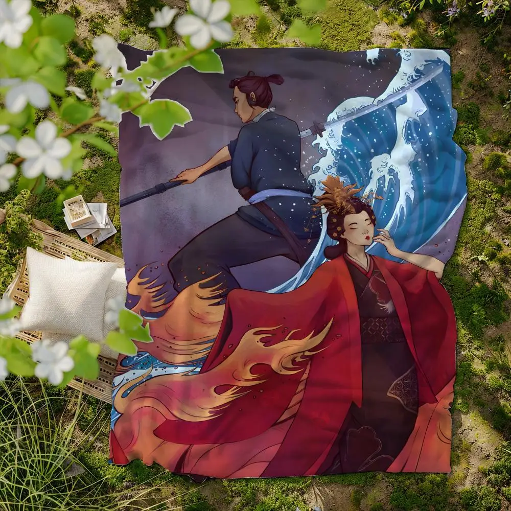 animation B-Blue Eye S-Samurai Throw Soft Flannel Blanket for Bed Bedroom Sofa Picnic Throw Skin-friendly Breathable Gift Cover