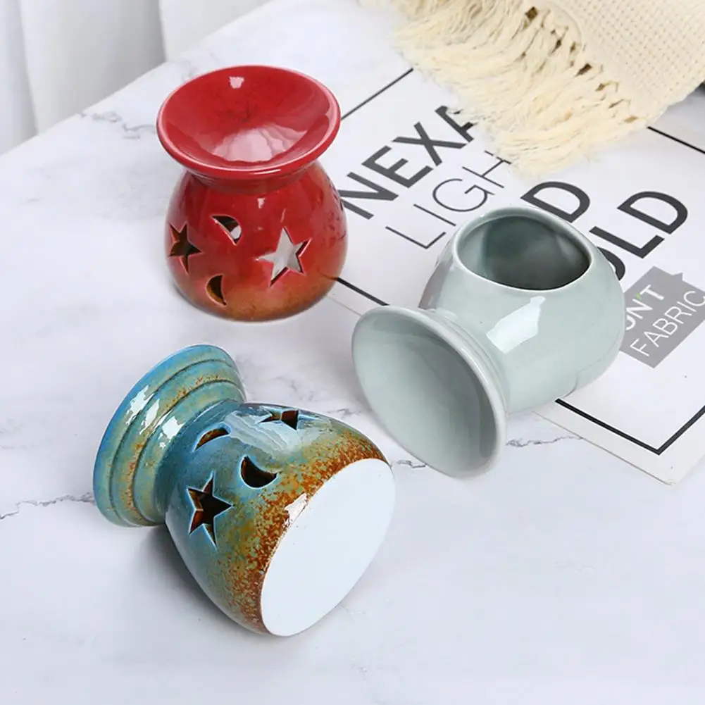 Boho Ceramic Wax Melt Warmer Candle Holder Tea Light Burner Essential Fragrance Oil Diffuser for Bedroom Home Yoga Room Decor