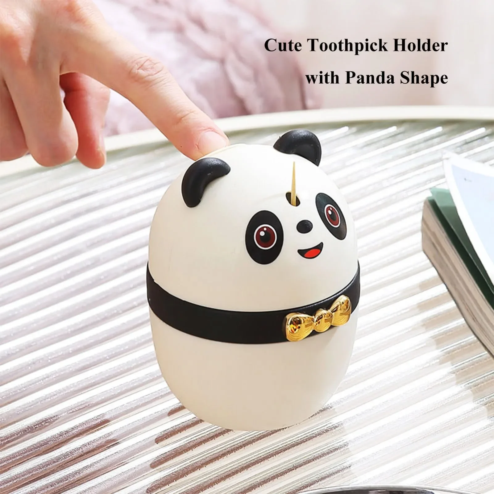 Automatic Panda Toothpick Dispenser for Kitchen Restaurant Hotel,Creative Environmental Practical Plastic Storage Holder.