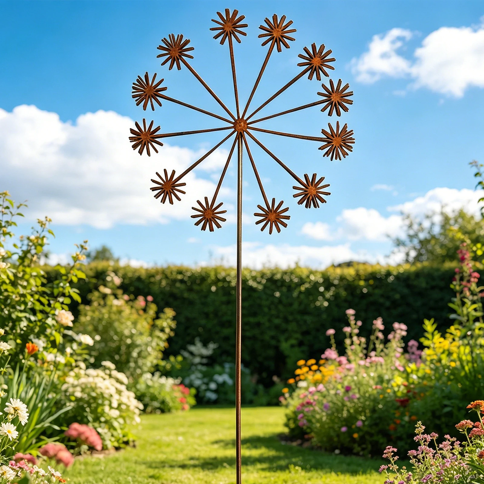 2Pcs Metal Corten Garden Stake Sturdy Rusty Garden Stake Decor Weatherproof for Outdoor Courtyards Gardens Balconies Terraces