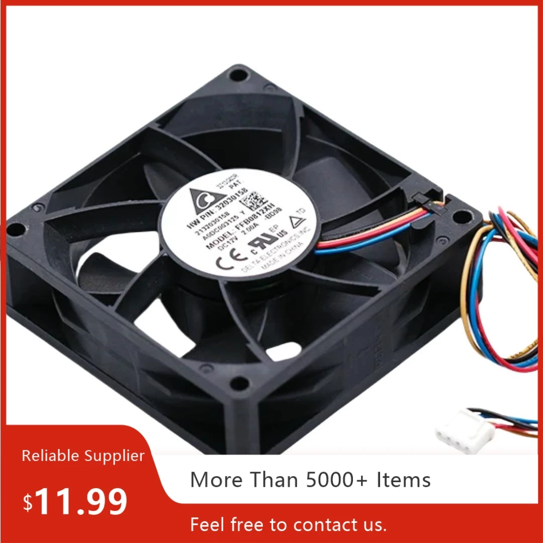 

80mm Case Fan For Delta FFB0812XH 80x80x25mm 12V 2A Dual Ball High-Speed PWM Cooling Fan