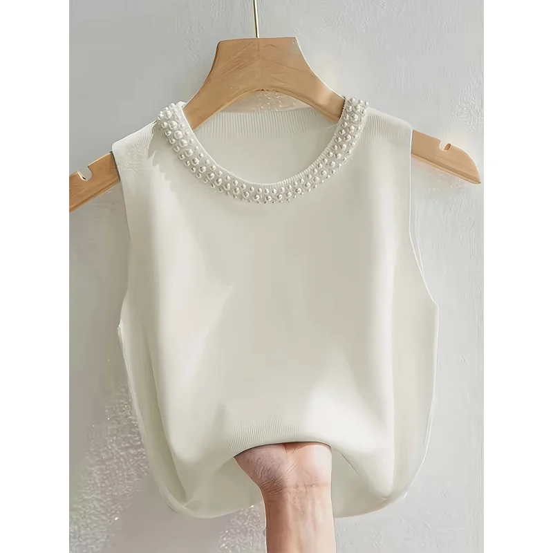 

Elegant Sleeveless Top Ladies, Spring And Summer, Featuring Solid Colors And Breathable Large