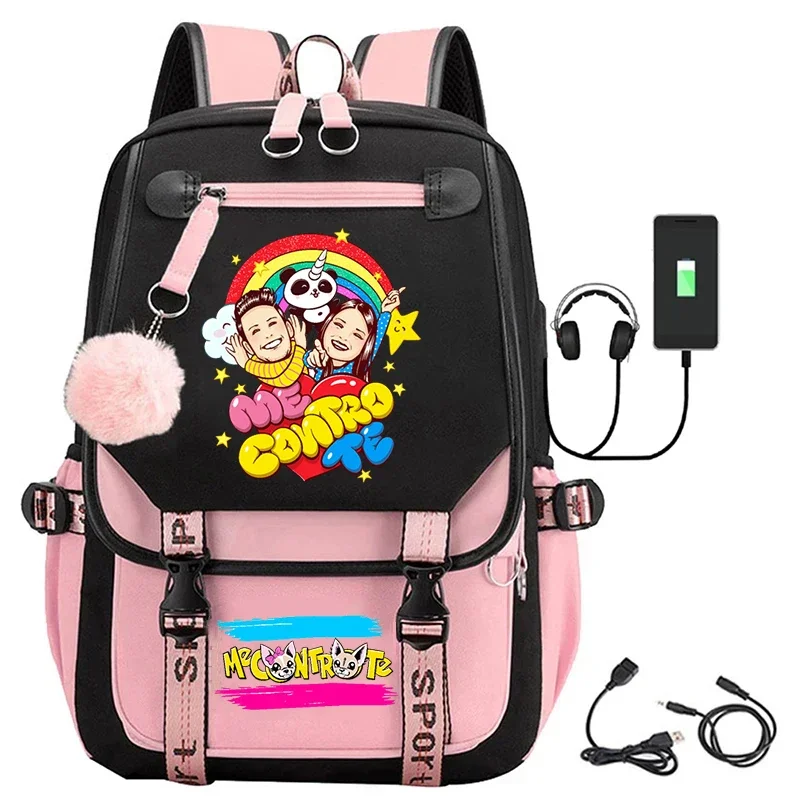 Mochilas USB Me Contro Te para estudiantes universitarios, mochilas escolares de 18 pulgadas para portátiles, mochilas de viaje para adolescentes, mochilas para ordenador con diseño de patchwork.
