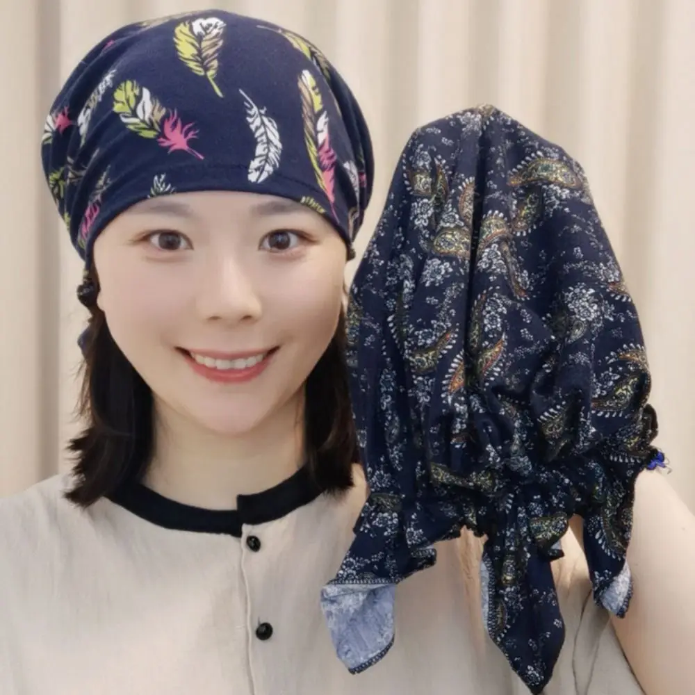 High Quality 10 Colors Floral Print Turban Cotton Head Circumference: 58cm Bandana Chemotherapy Hat Headwrap Fashion Casual