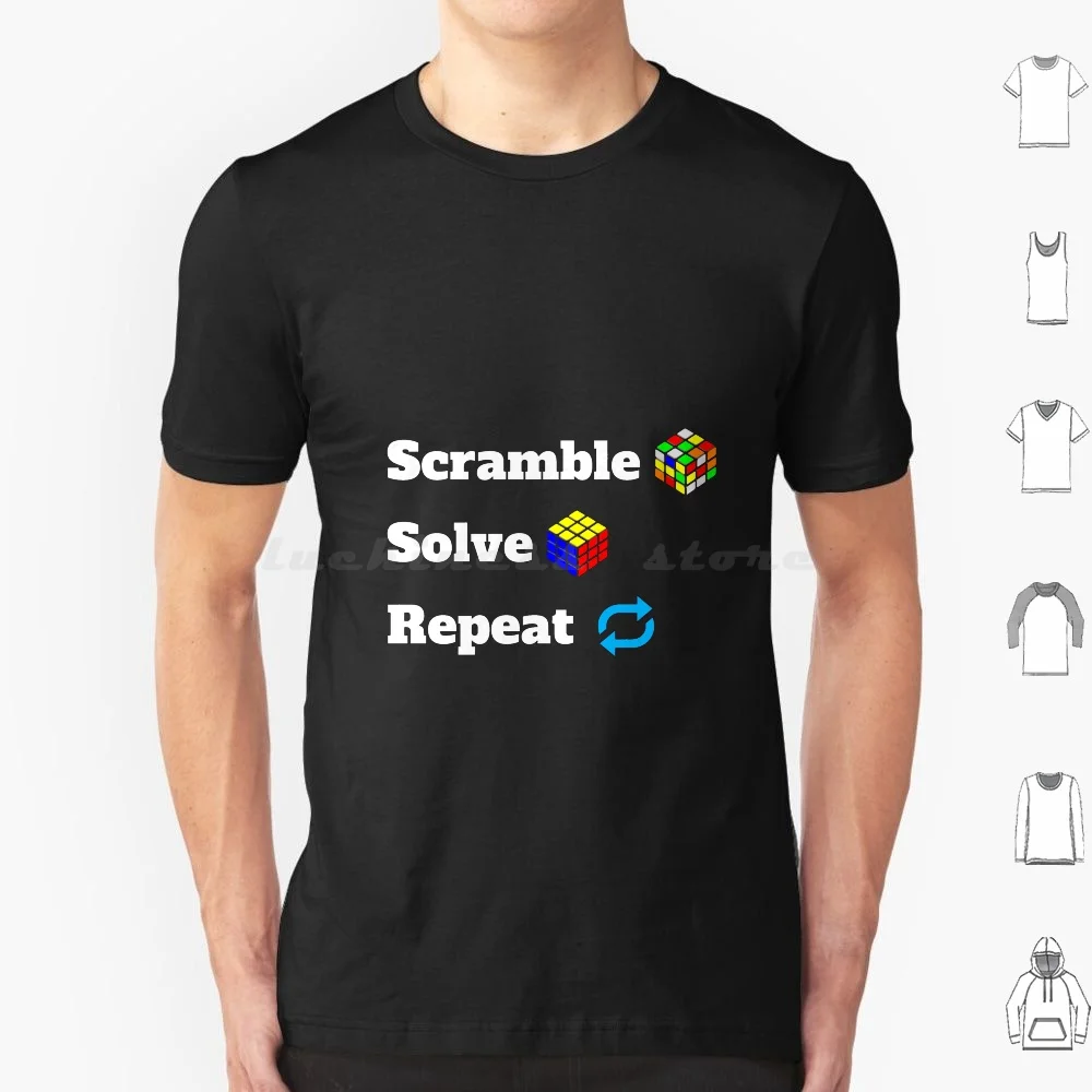 ( Inverted ) Scramble Solve Repeat T Shirt Cotton Men Women Diy Print Puzzle Cube Colorful Intelligent Scramble Solve Repeat