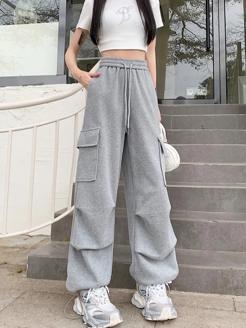 Gaomi Minnie Casual Pants Women Spring New High Waist Loose Wide Leg American Sweat pants