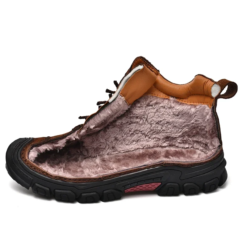 Winter Wear-resistant Mountaineering Boots Plush Warm High Quality Leather Outdoor Waterproof Boots for Work Walking Snow Boots