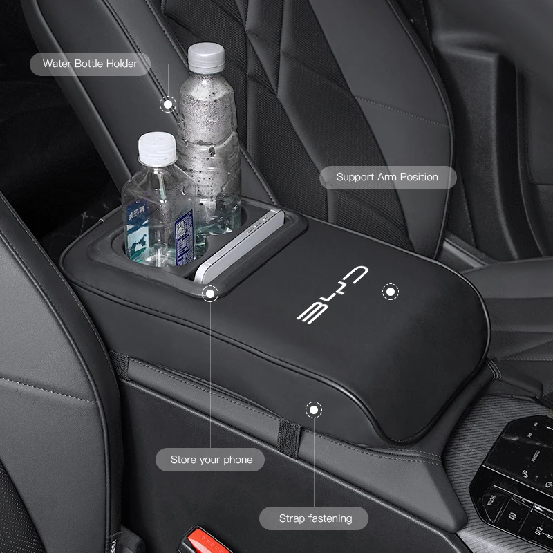 مع 2 حامل الكأس السيارات مركز وحدة التحكم مسند الذراع وسادة بو الجلود مسند الذراع وسادة ل BYD Atto 3 يوان زائد هان تانغ EV F3 E6 Dmi أغنية