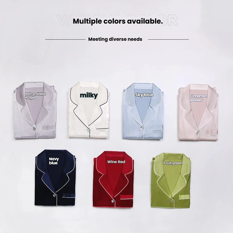 100% Pure Mulberry Silk Two-piece Set Women Long Sleeve Pajamas Wearable Outside Satin Sleepwear Luxury Homewear