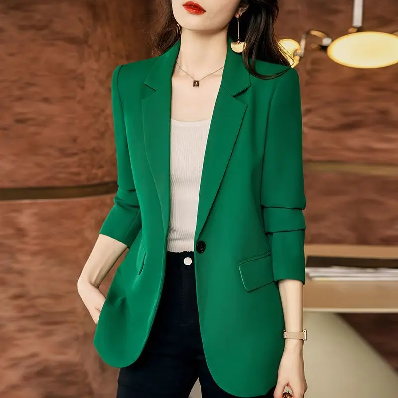 Suit jacket women short spring and autumn 2023 new solid color casual small suit slim fashion slim women comfortable top