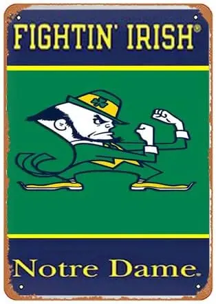 Notre Dame Fighting Irish Poster Tin Sign Vintage Metal Sign for Home Cafe Bar Pub Man Cave Wall Decor