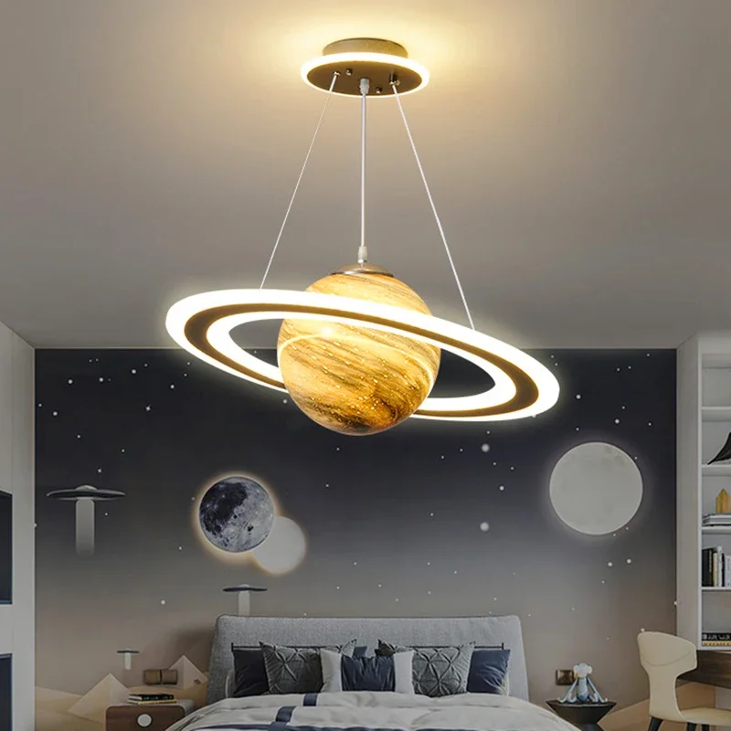 Northern Europe Planet Ceiling Pendant Light LED Children Room Dine Restaurant Bedroom Study Indoor