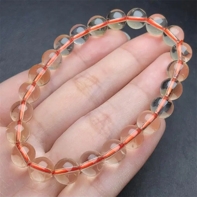 8MM Natural Citrine Bracelet Charms Handmade Fortune Energy Bangle Mineral Woman Amulet Jewelry Gift 1PCS