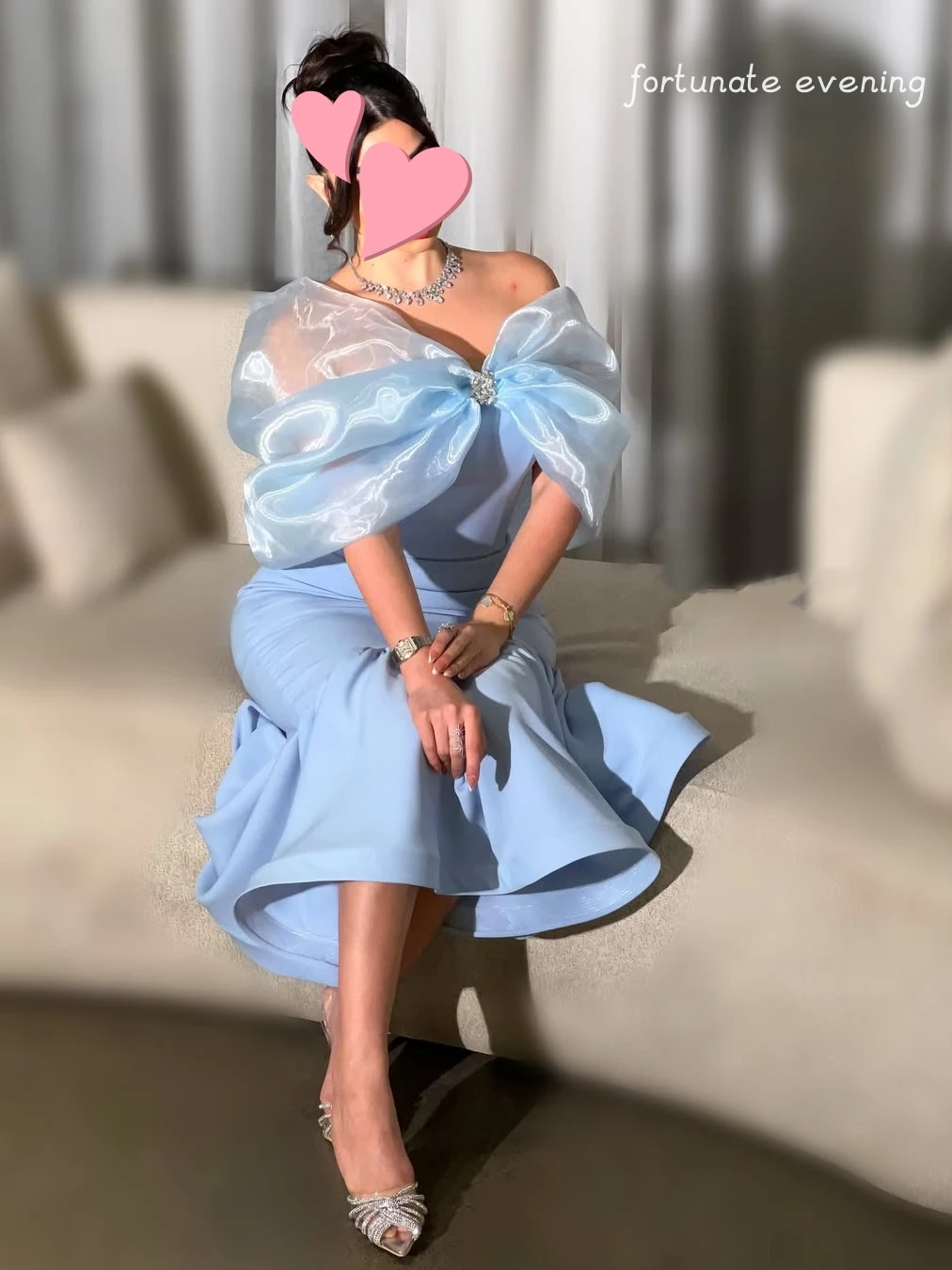 Szczęśliwy wieczór elegancki Vintage słodka niebieska syrenka kryształowa kokarda dostosuj formalną okazję sukienka na studniówkę suknie wieczorowe