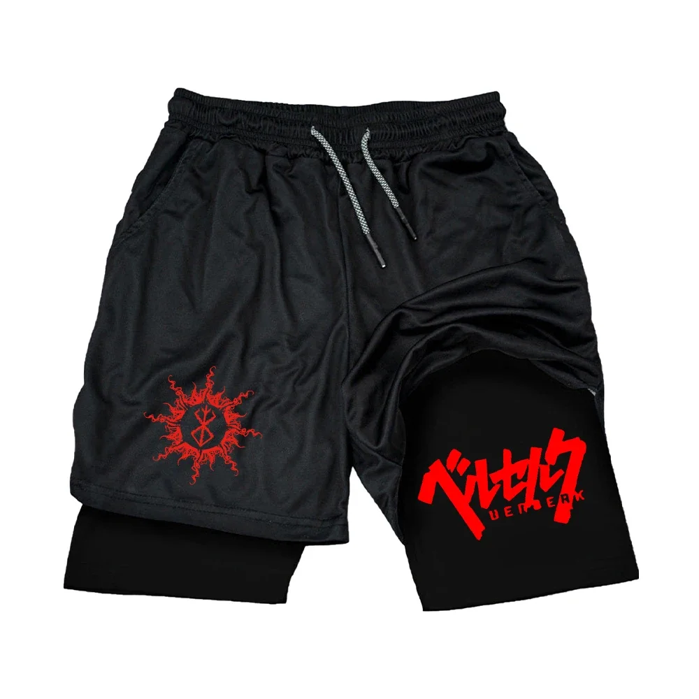 

Letter Print Shorts Summer 2-in-1 Fitness Shorts Men's Quick Dry Gym Training Jogging Double Layer Sports Short Pants Streetwear
