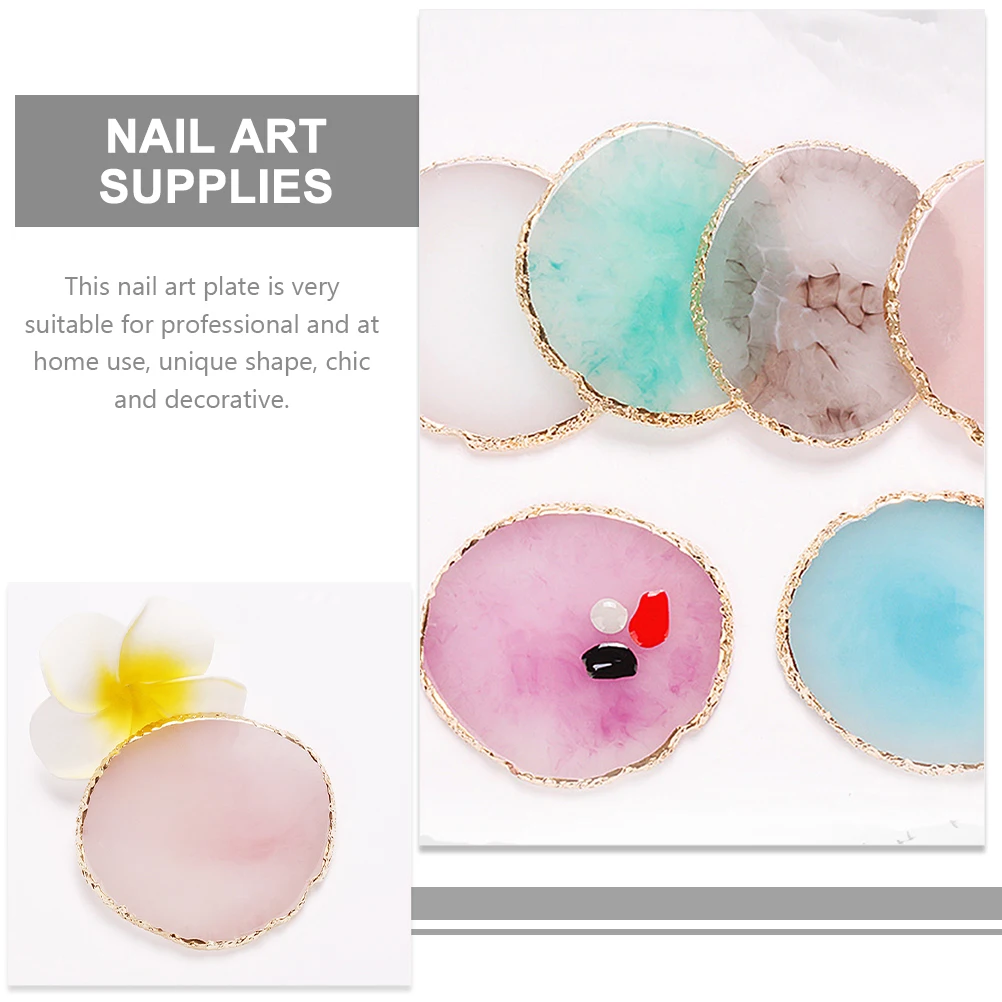 

6pcs Nail Art Palette Resin Manicure Gel Nails Polish Mixing Display Easy Clean Practical Home Use