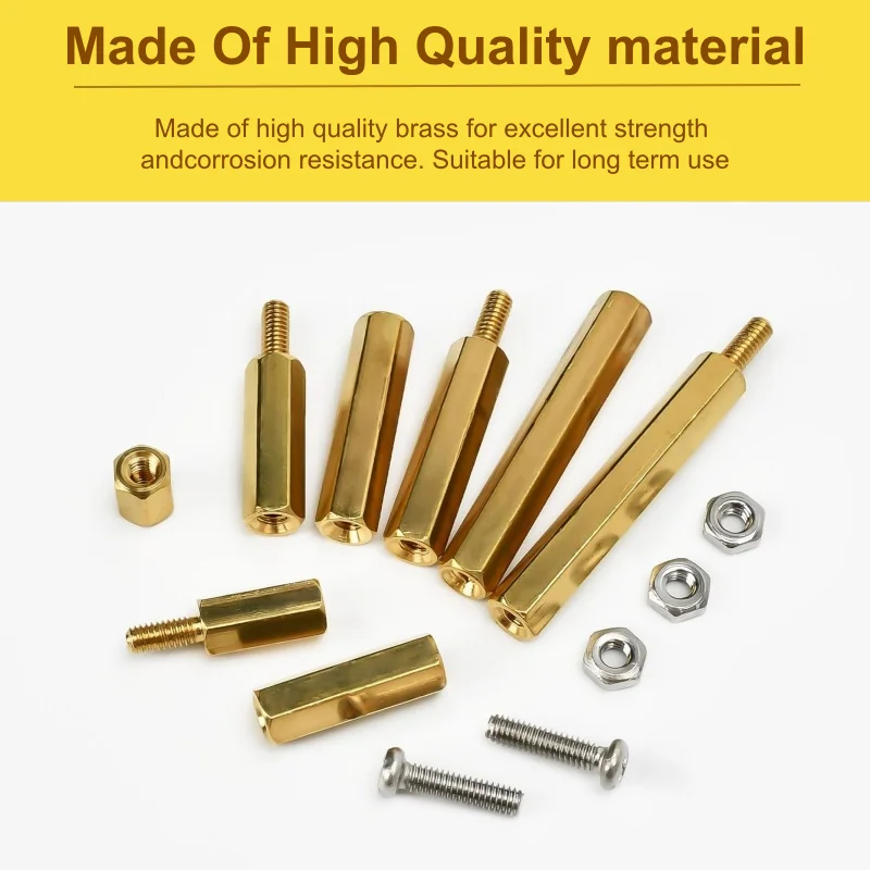 M2 M2.5 M3 M4 Male Female Brass Hex Column Standoff Support Spacer Pillar Screw Nut For PCB Board Assortment Kit 240~120pcs