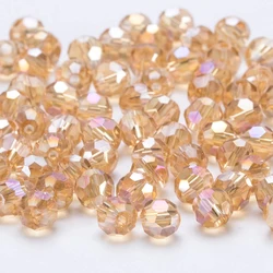 Cuentas de cristal redondas de Austria, cuentas de vidrio facetado de Color AB, espaciador suelto para fabricación de joyas, pulsera y collar DIY, 3, 4, 6, 8mm