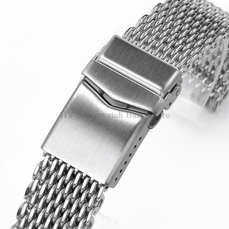 18mm 20mm 22mm Milanese Shark Watch Strap for Seiko for Omega Wrist Band 4.0mm Mesh Steel Band Luxury Men Bracelet Folding Clasp