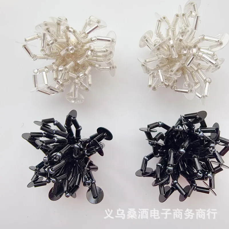 Dark Style Beaded Sequin Flower Shoe Charms for Clogs Fashionable Unique DIY Accessory for Handmade Beaded Buckle