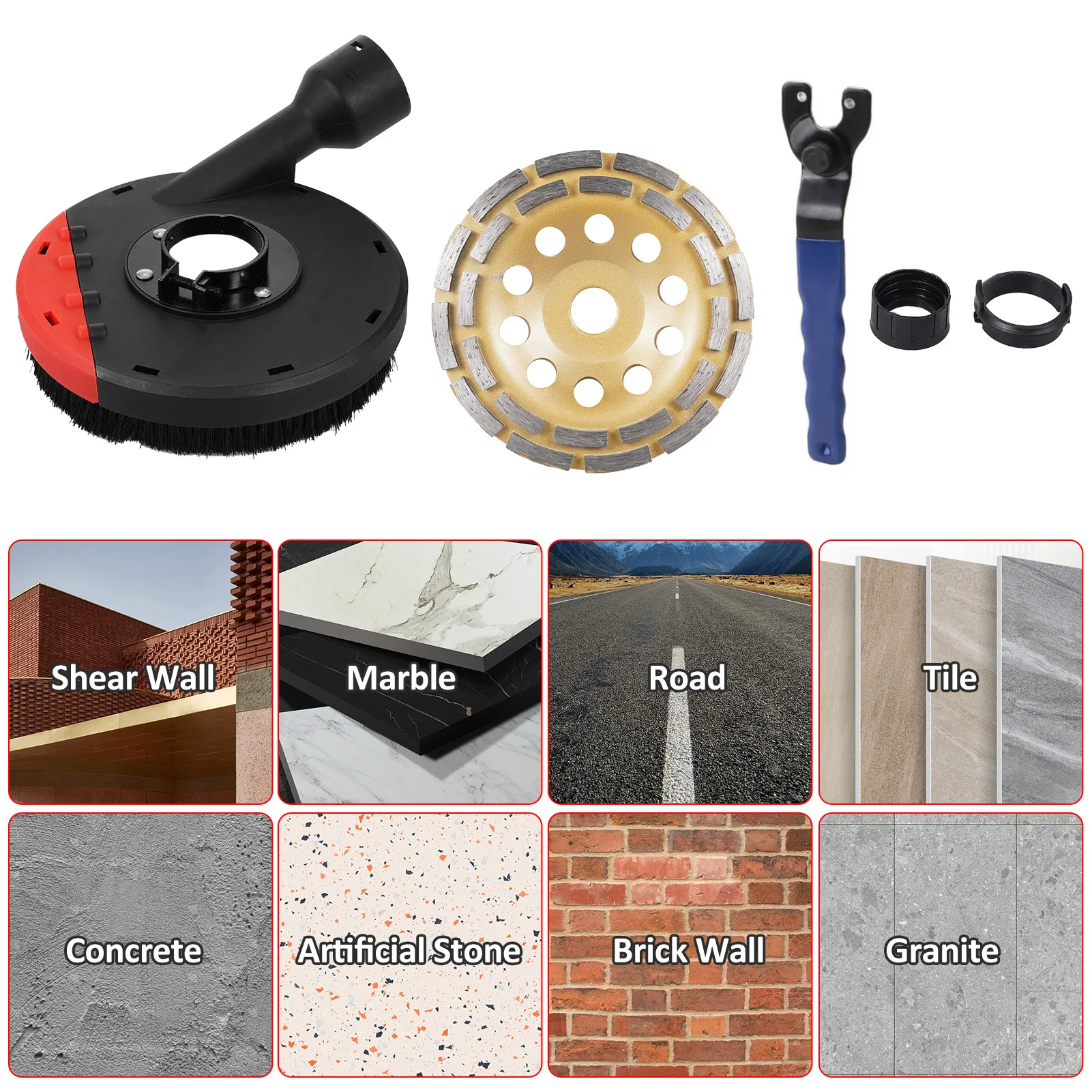 

Extraction hood for Angle Grinder Protective Cover 150mm/115mm + Diamond Grinding Cup 150mm/115mm x 15mm for Concrete
